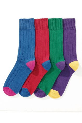 Multi Bright Coloured Chunky Socks Four Pack